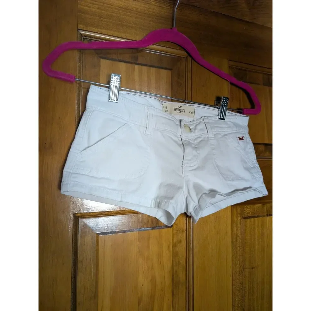 Hollister White Denim Low Rise Micro Mini Shorts Women's 0 Y2K Coastal (938) - Picture 3 of 5